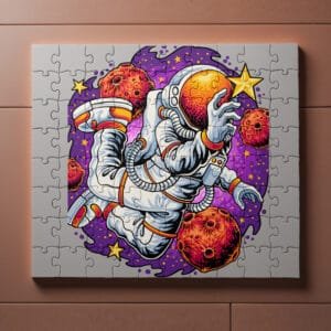 Astronot Tasarımlı Yapboz Puzzle A4 (Pazıl)